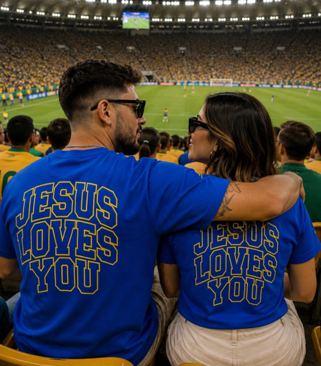 Camiseta Cristã - JESUS LOVES YOU AZUL
