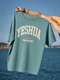 Camiseta Cristã - YESHUA HE SAVES AZUL